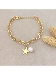 Nakkash Pozłacana bransoletka z perłą syntetyczną rozmiar: onesize. Żółte bransoletki damskie Nakkash, pozłacane. Za 43.99 zł.