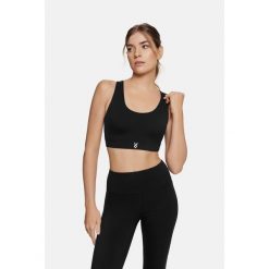 Crop top damski Light Cardiobunny na ramiączka. Czarne topy sportowe damskie Cardio Bunny, bez wzorów, bez ramiączek. Za 39.99 zł.