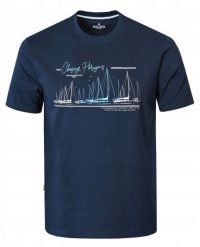 Męska Koszulka (T-Shirt) - Pako Jeans - Granatowa, Motyw Regatowy, Żeglarski. Niebieskie t-shirty męskie Pako Jeans, l, bez wzorów, z bawełny, bez kołnierzyka. Za 79.00 zł.