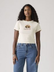 Levi's Koszulka w kolorze kremowym rozmiar: S. Brązowe bluzki damskie Levi's, s, bez wzorów, z bawełny, bez kołnierzyka, bez ramiączek. Za 74.46 zł.