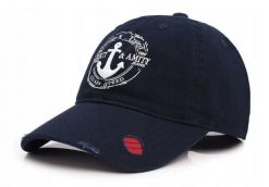 Bawełniana Czapka z Daszkiem (Bejsbolówka) - Pako Jeans - Granat, Przetarcia. Niebieskie czapki męskie Pako Jeans, bez wzorów, z bawełny. Za 55.00 zł.