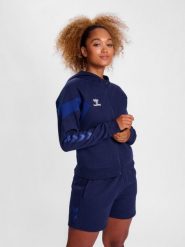 Damska bluza z kapturem na zamek błyskawiczny Hummel Travel. Czarne bluzy sportowe damskie HUMMEL, na wiosnę, s, bez wzorów, z bawełny, bez ramiączek, długie, z kapturem. Za 263.20 zł.