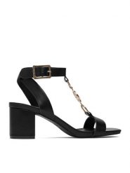 Beverly Hills Polo Club Sandały CEO-LS6450-06 Czarny. Czarne sandały damskie Beverly Hills Polo Club, bez wzorów, ze skóry, bez obcasa, na słupku. Za 199.99 zł.