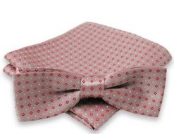 Jasnoróżowa Mucha w Kwadraciki + Poszetka, Męska. Czerwone krawaty i muchy męskie Alties, bez wzorów, eleganckie. Za 54.00 zł.