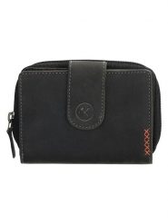 HIDE & STITCHES Skórzany portfel w kolorze czarnym - 12 x 9 x 3 cm rozmiar: onesize. Czarne portfele damskie HIDE & STITCHES, bez wzorów, z materiału. Za 86.99 zł.