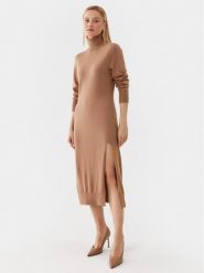 MICHAEL Michael Kors Sukienka dzianinowa MU2813ECSN Beżowy Regular Fit. Brązowe sukienki damskie MICHAEL Michael Kors, s, bez wzorów, z dzianiny, bez kołnierzyka, bez ramiączek. Za 709.99 zł.