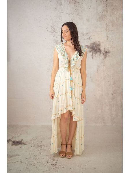 Lula Natura Sukienka w kolorze beżowym rozmiar: onesize. Brązowe sukienki damskie Lula Natura, bez wzorów, z wiskozy, bez kołnierzyka, bez ramiączek, maxi. Za 126.75 zł.