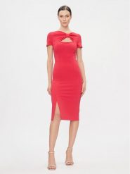 Rinascimento Sukienka koktajlowa CFC0115348003 Różowy Slim Fit. Czerwone sukienki damskie RINASCIMENTO, xs, bez wzorów, z syntetyku, wizytowe, bez kołnierzyka, bez ramiączek. Za 289.99 zł.