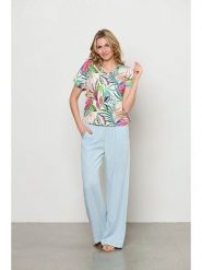 &Co Woman Bluzka "Viana" w kolorze białym ze wzorem rozmiar: M. Brązowe bluzki damskie &Co Woman, m, bez wzorów, bez kołnierzyka, bez ramiączek. Za 122.38 zł.