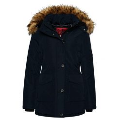 Damska parka z kapturem i syntetycznym futrem Superdry Everest. Niebieskie parki damskie Superdry., bez wzorów, z syntetyku. Za 764.15 zł.