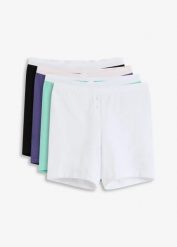 Damskie bokserki midi z bawełną organiczną (4 pary). Niebieskie bokserki i panty damskie bonprix, bez wzorów, z bawełny. Za 82.99 zł.
