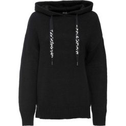 Sweter z kapturem. Brązowe swetry klasyczne damskie bonprix, bez kołnierzyka. Za 117.99 zł.