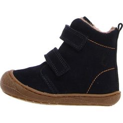 Skórzane botki w kolorze granatowym. Niebieskie buciki dla niemowląt Lamino Shoes, z wełny, bez zapięcia. W wyprzedaży za 149.95 zł.