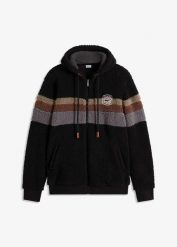 Bluza rozpinana z polaru baranka, z kapturem. Czarne bluzy z kapturem męskie bonprix, m, z polaru. Za 169.99 zł.