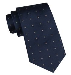 Elegancki i Modny Krawat Jedwabny - Alties - Klasyczny Granat w Groszki. Niebieskie krawaty i muchy męskie Alties, bez wzorów, z jedwabiu, eleganckie. Za 115.00 zł.