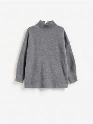 Wełniany sweter ze stójką - szary. Szare swetry klasyczne damskie Reserved, l, z wełny, bez kołnierzyka. Za 239.99 zł.