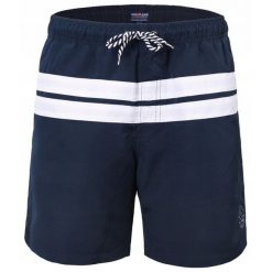 Spodenki Plażowe (Kąpielówki) - Pako Jeans - Granat, Biały Pas. Niebieskie kąpielówki męskie Pako Jeans, l, bez wzorów, z jeansu, żeglarskie. Za 89.00 zł.