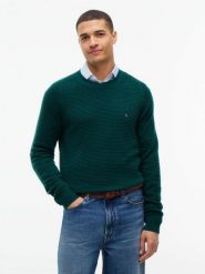 Tommy Hilfiger wełniany sweter Mężczyźni Wełna zielony, M. Zielone swetry męskie Tommy Hilfiger, m, bez wzorów, z dzianiny, bez kołnierzyka. Za 649.95 zł.