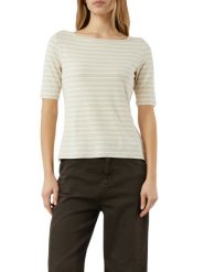 Comma Koszulka Kobiety wiskoza beżowy|biały, 36. Białe t-shirty damskie Comma, bez wzorów, z dzianiny, bez kołnierzyka. Za 199.95 zł.