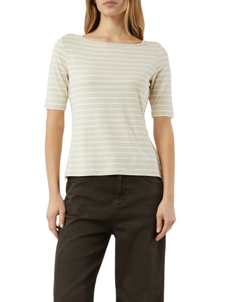 Comma Koszulka Kobiety wiskoza beżowy|biały, 36. Białe t-shirty damskie Comma, bez wzorów, z dzianiny, bez kołnierzyka. Za 199.95 zł.