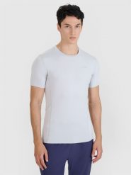 4F Koszulka do biegania slim szybkoschnąca męska - szara M. Szare t-shirty sportowe męskie 4f, m, z dzianiny, bez ramiączek, do biegania. W wyprzedaży za 99.99 zł.