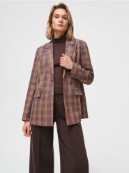 Marynarka w kratę - wielobarwny. Marynarki i żakiety damskie Sinsay, l, bez wzorów, eleganckie. W wyprzedaży za 42.99 zł.