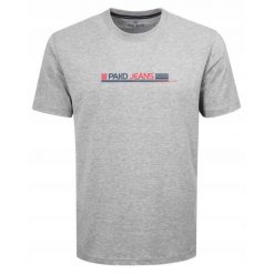 Koszulka Męska (T-Shirt) - Pako Jeans - U-Neck - Popielata. Szare t-shirty męskie Pako Jeans, l, bez wzorów, z bawełny, bez kołnierzyka. Za 67.00 zł.