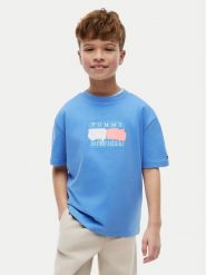 Tommy Hilfiger T-Shirt Graffiti KB0KB10546 Niebieski jasny Relaxed Fit. Niebieskie t-shirty chłopięce Tommy Hilfiger, bez wzorów, z bawełny, bez ramiączek. Za 129.99 zł.