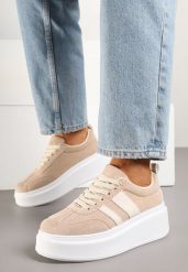 Ciemnobeżowe Sneakersy Typu Kultowe Tenisówki na Platformie Redoreve. Brązowe trampki i tenisówki damskie Renee, bez wzorów, z jeansu. Za 74.99 zł.
