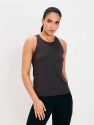 Sportowy top Gym Hard - brązowy. Brązowe topy sportowe damskie Sinsay, l, bez wzorów, bez ramiączek. Za 29.99 zł.