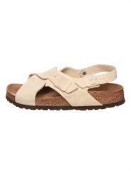 Birkenstock Skórzane sandały "Tulum" w kolorze beżowym rozmiar: 36. Brązowe sandały damskie Birkenstock, bez wzorów, bez obcasa. Za 300.92 zł.