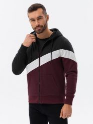 Bluza męska trzykolorowa rozpinana z kapturem - czarna V2 - Rozmiar: L. Czarne bluzy z kapturem męskie Ombre Clothing, l, z bawełny. W wyprzedaży za 59.99 zł.