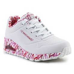 Buty Skechers Uno-Loving Love 155506-WRPK białe. Białe buty sportowe na co dzień damskie bez wzorów, z gumy, trekkingowe. Za 613.11 zł.