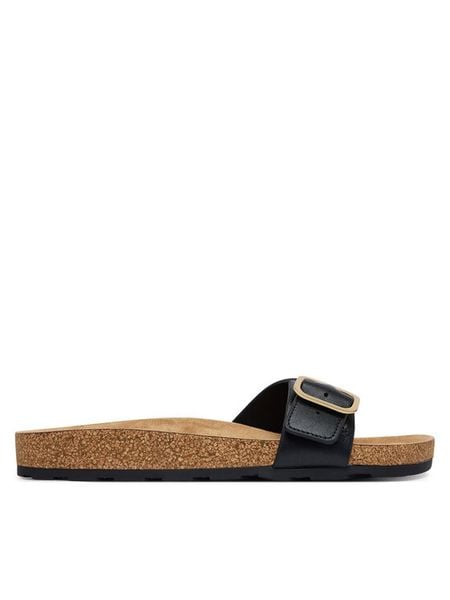 Tommy Hilfiger Klapki Cork Footbed Slip-On Sandals FW0FW09344 Czarny. Czarne klapki damskie Tommy Hilfiger, bez wzorów, ze skóry, bez obcasa. Za 409.99 zł.