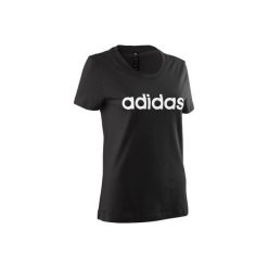 Koszulka krótki rękaw Gym & Pilates damska. Czarne bluzki sportowe damskie Adidas, m, bez wzorów, z bawełny, bez kołnierzyka. Za 79.99 zł.