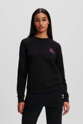 KARL LAGERFELD Czarna bluza damska Ikonik 2.0 Jelly. Czarne bluzy bez kaptura damskie Karl Lagerfeld, s, z bawełny. W wyprzedaży za 499.99 zł.