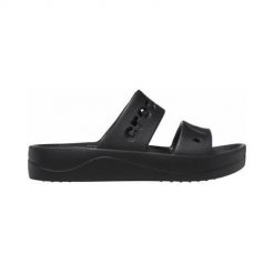 Klapki damskie Crocs Baya Platform. Czarne klapki damskie Crocs, bez wzorów, z materiału, bez obcasa. Za 129.00 zł.