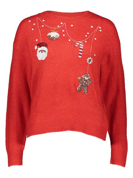 JDY Sweter "Santa" w kolorze czerwonym rozmiar: M. Czerwone swetry klasyczne damskie JDY, m, bez kołnierzyka. Za 75.34 zł.