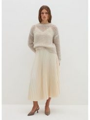 STEFANEL Spódnica w kolorze kremowym rozmiar: XL. Brązowe spódniczki damskie Stefanel, xl, bez wzorów, midi. Za 239.99 zł.