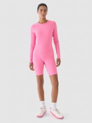 4F Legginsy krótkie treningowe damskie - różowe S. Czerwone legginsy damskie 4f, s, bez wzorów, z dzianiny. W wyprzedaży za 49.99 zł.