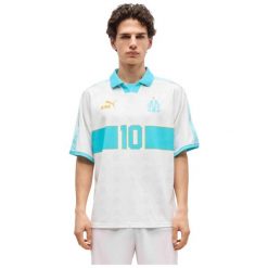 Koszulka piłkarska Puma Olympique de Marseille King 2026 męska. Białe t-shirty sportowe męskie Puma, l, z materiału, bez ramiączek, do piłki nożnej. Za 365.90 zł.