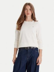 Tommy Hilfiger Sweter WW0WW44984 Biały Regular Fit. Białe swetry klasyczne damskie Tommy Hilfiger, s, z bawełny, bez kołnierzyka. Za 429.99 zł.