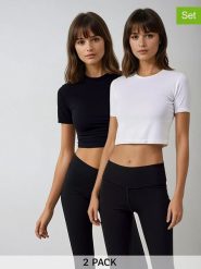 Weekday Koszulki (2 szt.) w kolorze czarnym i białym rozmiar: L. Białe t-shirty damskie Weekday, l, bez wzorów, bez kołnierzyka. Za 48.28 zł.