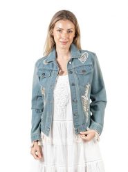 Isla Bonita by SIGRIS Kurtka dżinsowa w kolorze błękitnym rozmiar: XL. Niebieskie kurtki damskie Isla Bonita by SIGRIS, xl, z aplikacjami, z bawełny, bez kaptura. Za 267.92 zł.