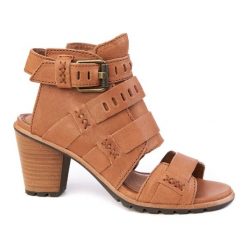 Sandały Sorel Nadia Klamra Skóra Naturalna Brązowe. Brązowe sandały męskie Sorel, z materiału, bez zapięcia. Za 346.99 zł.