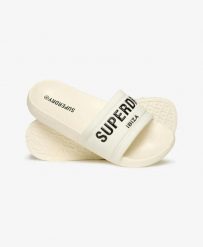 Superdry City Luxe Pool Klapki z Wyściełanym Paskiem – OFF WHITE. Białe klapki damskie Superdry., z poliesteru. Za 88.90 zł.