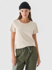 4F T-shirt regular gładki damski - biały XL. Białe t-shirty damskie 4f, xl, bez wzorów, z bawełny, bez kołnierzyka. W wyprzedaży za 19.99 zł.