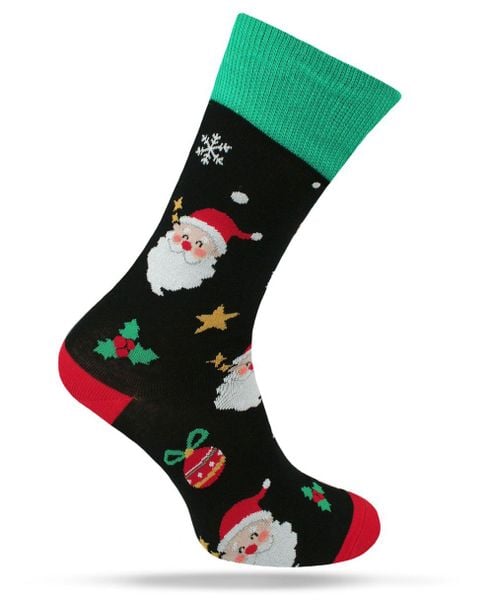 Świąteczne Skarpetki - Alties - Mikołaj na Czarnym Tle. Czarne skarpetki męskie Alties, bez wzorów, z bawełny. Za 19.90 zł.