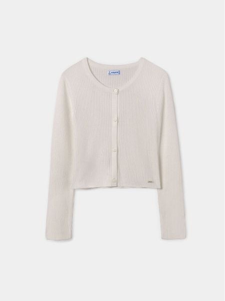 Mayoral Kardigan 6338 Écru Regular Fit. Swetry dziewczęce Mayoral, bez wzorów, z wiskozy, bez kołnierzyka. Za 79.99 zł.