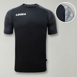 Męska Koszulka Treningowa Oddychająca 100% Poliester Czarny-Czarny. Czarne t-shirty sportowe męskie Legea, m, z materiału, bez ramiączek, do biegania. Za 148.00 zł.